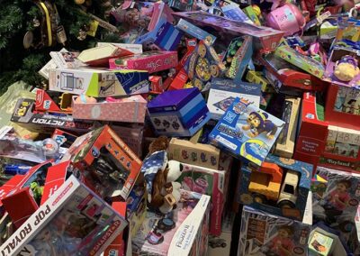 large pile of donated children's toys for the kids toy drive Jacob Belt